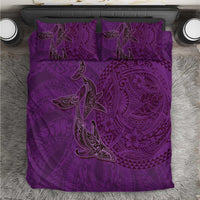 Hawaiian Whales Polynesian Art Motifs Bedding Set Purple Color - Polynesian Pride