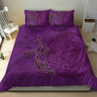 Hawaiian Whales Polynesian Art Motifs Bedding Set Purple Color - Polynesian Pride