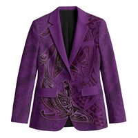 Hawaiian Whales Polynesian Art Motifs Blazer Purple Color - Polynesian Pride