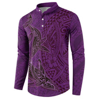 Hawaiian Whales Polynesian Art Motifs Button Sweatshirt Purple Color - Polynesian Pride