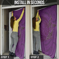 Hawaiian Whales Polynesian Art Motifs Door Cover Purple Color - Polynesian Pride