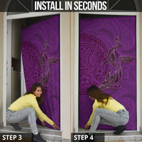 Hawaiian Whales Polynesian Art Motifs Door Cover Purple Color - Polynesian Pride