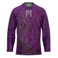 Hawaiian Whales Polynesian Art Motifs Hockey Jersey Purple Color - Polynesian Pride