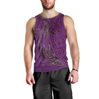 Hawaiian Whales Polynesian Art Motifs Men Tank Top Purple Color - Polynesian Pride