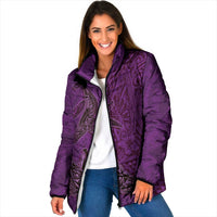 Hawaiian Whales Polynesian Art Motifs Padded Jacket Purple Color - Polynesian Pride