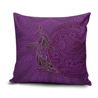 Hawaiian Whales Polynesian Art Motifs Pillow Cover Purple Color - Polynesian Pride