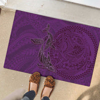 Hawaiian Whales Polynesian Art Motifs Rubber Doormat Purple Color - Polynesian Pride