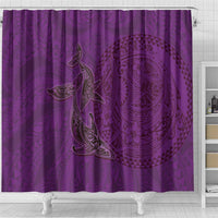 Hawaiian Whales Polynesian Art Motifs Shower Curtain Purple Color - Polynesian Pride