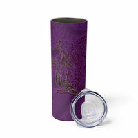 Hawaiian Whales Polynesian Art Motifs Skinny Tumbler Purple Color - Polynesian Pride