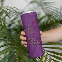 Hawaiian Whales Polynesian Art Motifs Skinny Tumbler Purple Color - Polynesian Pride