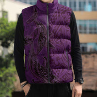 Hawaiian Whales Polynesian Art Motifs Sleeveless Puffer Jacket Purple Color - Polynesian Pride