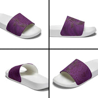 Hawaiian Whales Polynesian Art Motifs Slide Sandals Purple Color - Polynesian Pride