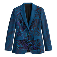 Hawaiian Whales Polynesian Art Motifs Blazer Blue Color - Polynesian Pride