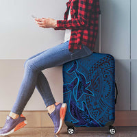 Hawaiian Whales Polynesian Art Motifs Luggage Cover Blue Color - Polynesian Pride