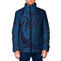 Hawaiian Whales Polynesian Art Motifs Padded Jacket Blue Color - Polynesian Pride