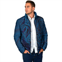 Hawaiian Whales Polynesian Art Motifs Padded Jacket Blue Color - Polynesian Pride