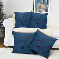 Hawaiian Whales Polynesian Art Motifs Pillow Cover Blue Color - Polynesian Pride