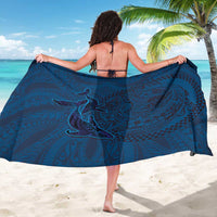 Hawaiian Whales Polynesian Art Motifs Sarong Blue Color - Polynesian Pride