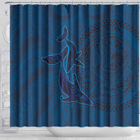 Hawaiian Whales Polynesian Art Motifs Shower Curtain Blue Color - Polynesian Pride