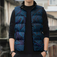 Hawaiian Whales Polynesian Art Motifs Sleeveless Puffer Jacket Blue Color - Polynesian Pride