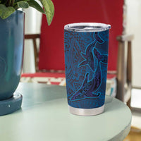 Hawaiian Whales Polynesian Art Motifs Tumbler Cup Blue Color - Polynesian Pride