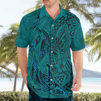 Hawaiian Whales Polynesian Art Motifs Hawaiian Shirt Turquoise Color - Polynesian Pride