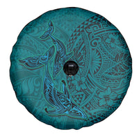 Hawaiian Whales Polynesian Art Motifs Spare Tire Cover Turquoise Color - Polynesian Pride