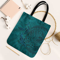 Hawaiian Whales Polynesian Art Motifs Tote Bag Turquoise Color - Polynesian Pride