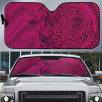 Hawaiian Whales Polynesian Art Motifs Auto Sun Shade Pink Color - Polynesian Pride