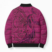 Hawaiian Whales Polynesian Art Motifs Bomber Puffer Jacket Pink Color - Polynesian Pride