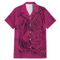 Hawaiian Whales Polynesian Art Motifs Family Matching Mermaid Dress and Hawaiian Shirt Pink Color - Polynesian Pride