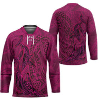 Hawaiian Whales Polynesian Art Motifs Hockey Jersey Pink Color - Polynesian Pride
