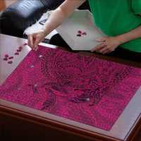 Hawaiian Whales Polynesian Art Motifs Puzzle Pink Color - Polynesian Pride