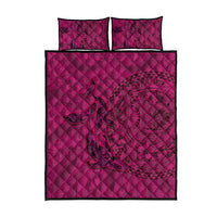 Hawaiian Whales Polynesian Art Motifs Quilt Bed Set Pink Color - Polynesian Pride