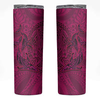 Hawaiian Whales Polynesian Art Motifs Skinny Tumbler Pink Color - Polynesian Pride