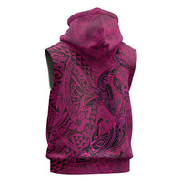 Hawaiian Whales Polynesian Art Motifs Sleeveless Hoodie Pink Color - Polynesian Pride