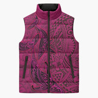 Hawaiian Whales Polynesian Art Motifs Sleeveless Puffer Jacket Pink Color - Polynesian Pride