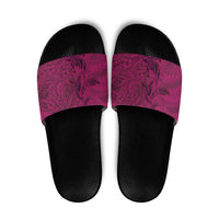Hawaiian Whales Polynesian Art Motifs Slide Sandals Pink Color - Polynesian Pride