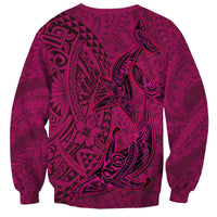Hawaiian Whales Polynesian Art Motifs Sweatshirt Pink Color - Polynesian Pride