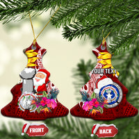 Custom Northern Mariana Islands Christmas Ceramic Ornament Funny Santa Hug Latte Stone Ylang-ylang and Polynesia Pattern Red LT03 Christmas Tree Red - Polynesian Pride