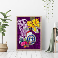 Custom Northern Mariana Islands Christmas Canvas Wall Art Funny Santa Hug Latte Stone Ylang-ylang and Polynesia Pattern Pink LT03 - Polynesian Pride