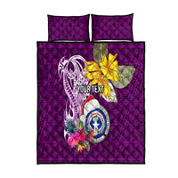 Custom Northern Mariana Islands Christmas Quilt Bed Set Funny Santa Hug Latte Stone Ylang-ylang and Polynesia Pattern Pink LT03 Pink - Polynesian Pride