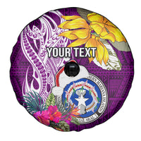 Custom Northern Mariana Islands Christmas Spare Tire Cover Funny Santa Hug Latte Stone Ylang-ylang and Polynesia Pattern Pink LT03 - Polynesian Pride