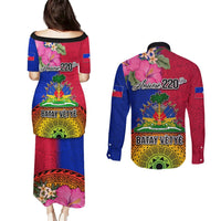 Haiti Battle of Vertieres Couples Matching Puletasi Dress and Long Sleeve Button Shirt The Haitian Revolution 220th Anniversary Polynesian Style LT03 - Polynesian Pride