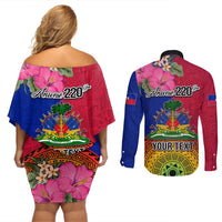 Personalised Haiti Battle of Vertieres Couples Matching Off Shoulder Short Dress and Long Sleeve Button Shirt The Haitian Revolution 220th Anniversary Polynesian Style LT03 - Polynesian Pride
