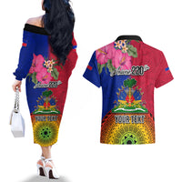 Personalised Haiti Battle of Vertieres Couples Matching Off The Shoulder Long Sleeve Dress and Hawaiian Shirt The Haitian Revolution 220th Anniversary Polynesian Style LT03 - Polynesian Pride