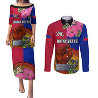 Personalised Haiti Battle of Vertieres Couples Matching Puletasi Dress and Long Sleeve Button Shirt The Haitian Revolution 220th Anniversary Polynesian Style LT03 Red - Polynesian Pride
