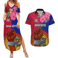 Personalised Haiti Battle of Vertieres Couples Matching Summer Maxi Dress and Hawaiian Shirt The Haitian Revolution 220th Anniversary Polynesian Style LT03 Red - Polynesian Pride