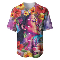 Polynesian Women Baseball Jersey Tropical Plant - Vibrant Surreal Dreamscape Vibe