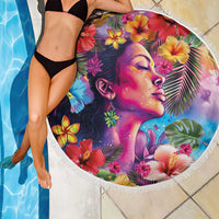 Polynesian Women Beach Blanket Tropical Plant - Vibrant Surreal Dreamscape Vibe